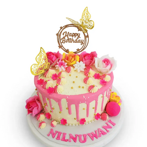 Butterfly Blossom Drip Ribbon Cake 1Kg1.5Kg - Yalu Yalu  Cake Delivery Sri Lanka