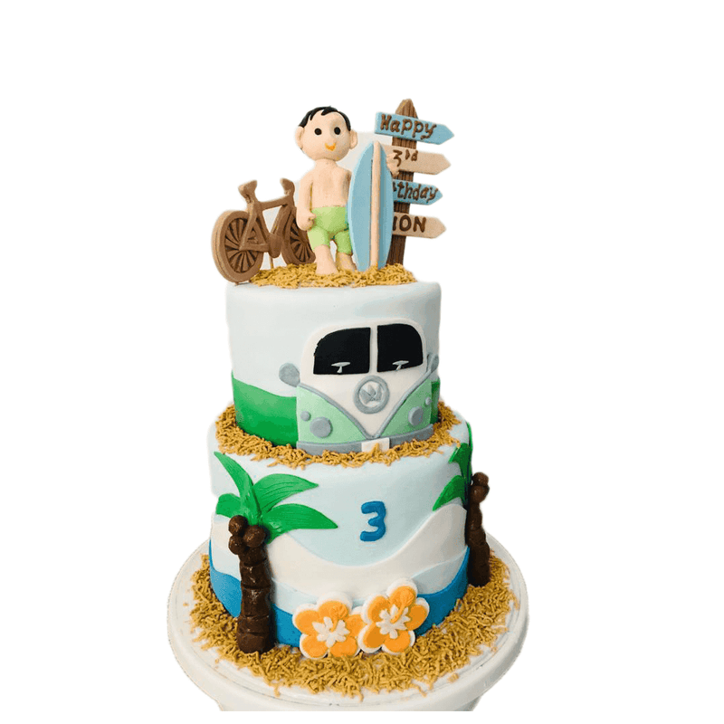 Beach Theme 2 Tier Ribbon Cake 3Kg by Yalu Yalu - yaluyalu