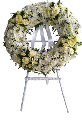 White roses & White Crysanthimum Wreath