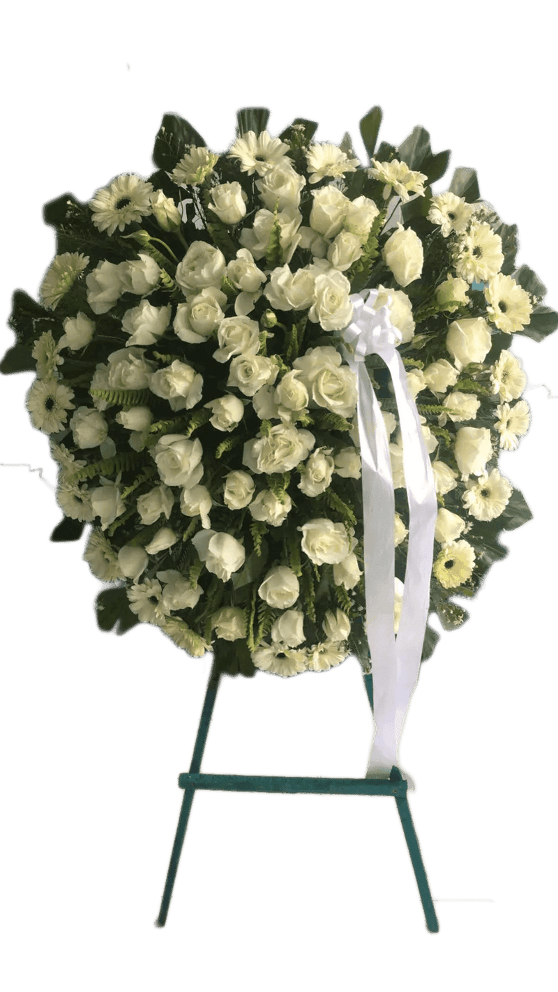 White Roses and Gerberas Stand Wreath - yaluyalu