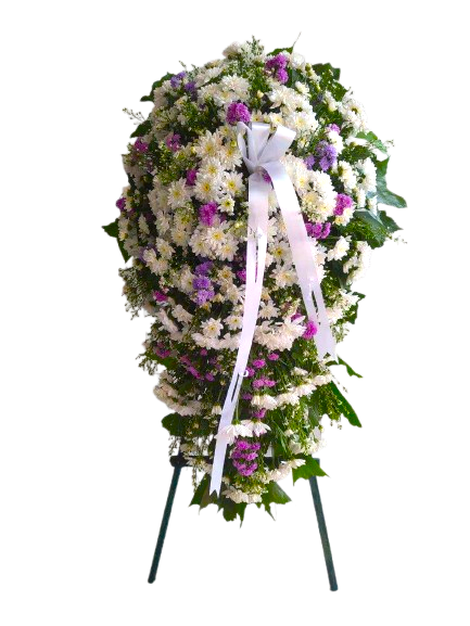 White Crysanthimum & Purple Flower Wreath