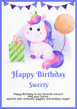 Unicorn Birthday Card - YaluYalu