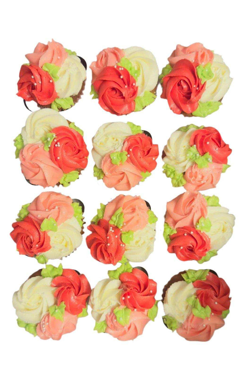 Colorful Floral Cupcakes Box (12 Pieces) by YaluYalu - yaluyalu