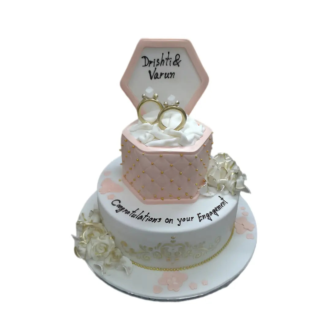 Engagement Cake Design With Couple Rings by Yalu Yalu