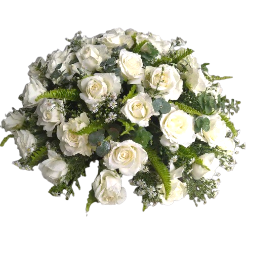 Eternal White Rose Coffin Wreath