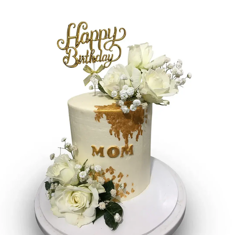 Golden Floral Elegance Ribbon Cake 1Kg\1.5Kg - Yalu Yalu | Cake Delivery Sri Lanka