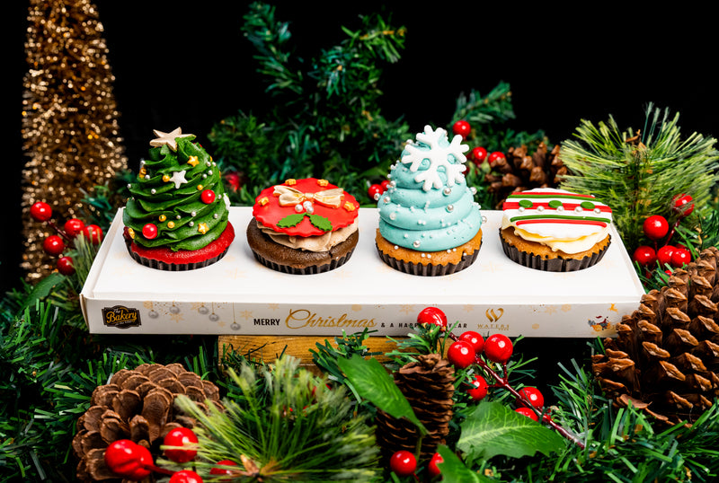 Christmas Cupcake 4 Piece Pack by Waters Edge | Delivery in Sri Lanka