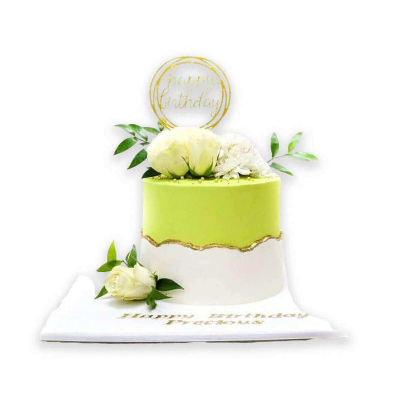 My White Rose Birthday Ribbon Cake 2kg by Yalu Yalu - yaluyalu