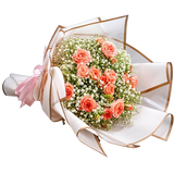 Peach Rose & Baby's Breath Bouquet (Need 3 days) by Yalu Yalu | Delivery in Sri Lanka