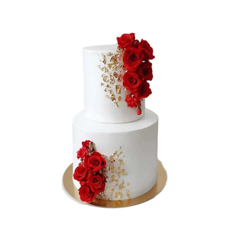 Red Rose Themed Wedding Structure Cake 2 Tier by Yalu Yalu - yaluyalu