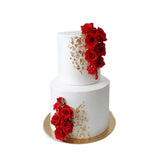 Red Rose Themed Wedding Structure Cake 2 Tier by Yalu Yalu