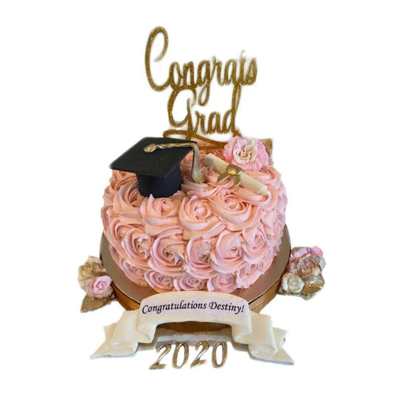 Rose Floral Themed Graduation Cake by Yalu Yalu - yaluyalu