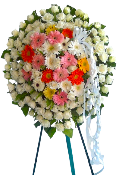 White Roses and Gerberas Stand Wreath