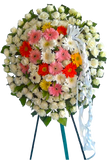 White Roses and Gerberas Stand Wreath