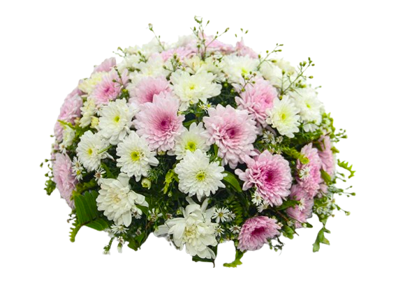 Purple and White Floral Coffin Wreath