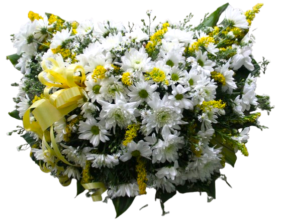 White & Yellow Chrysanthemum Coffin Wreath