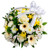 White Sympathy Flower Basket by Yalu Yalu | Delivery in Sri Lanka
