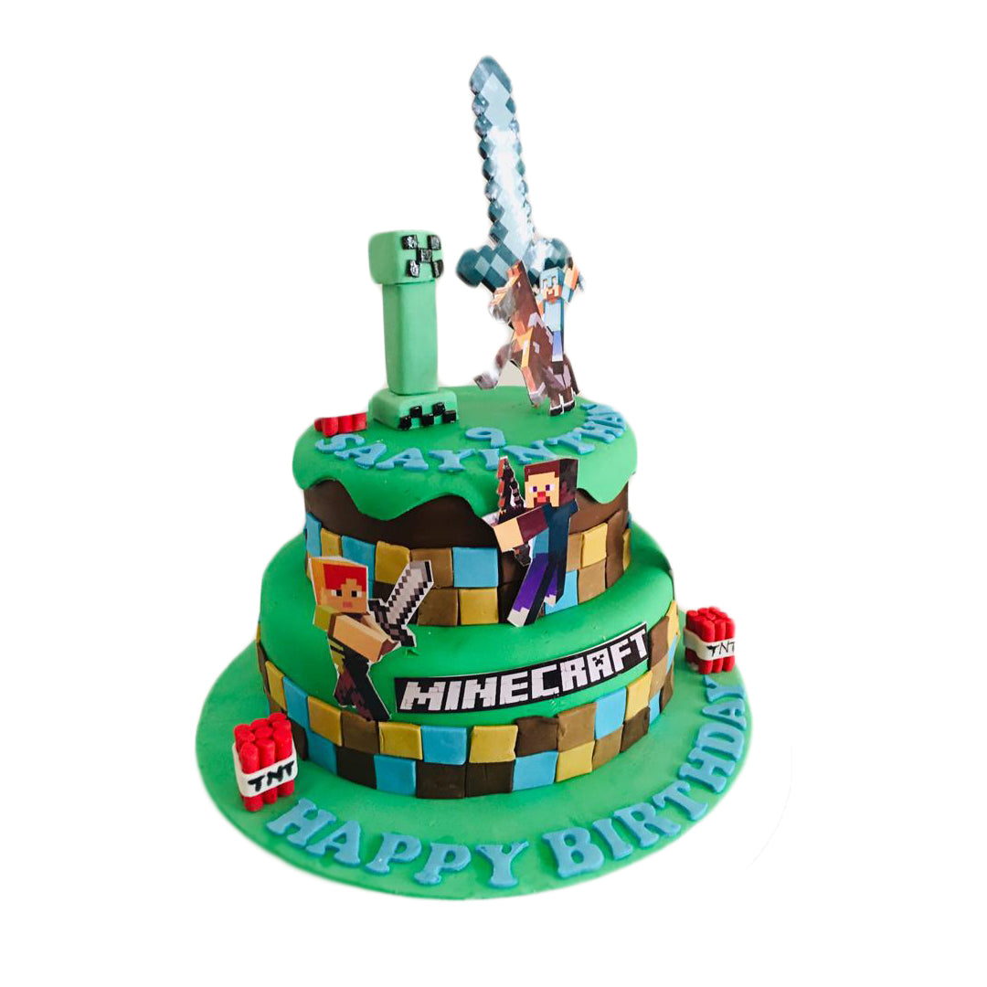 Minecraft Theme Designer Birthday Cake by Yalu Yalu