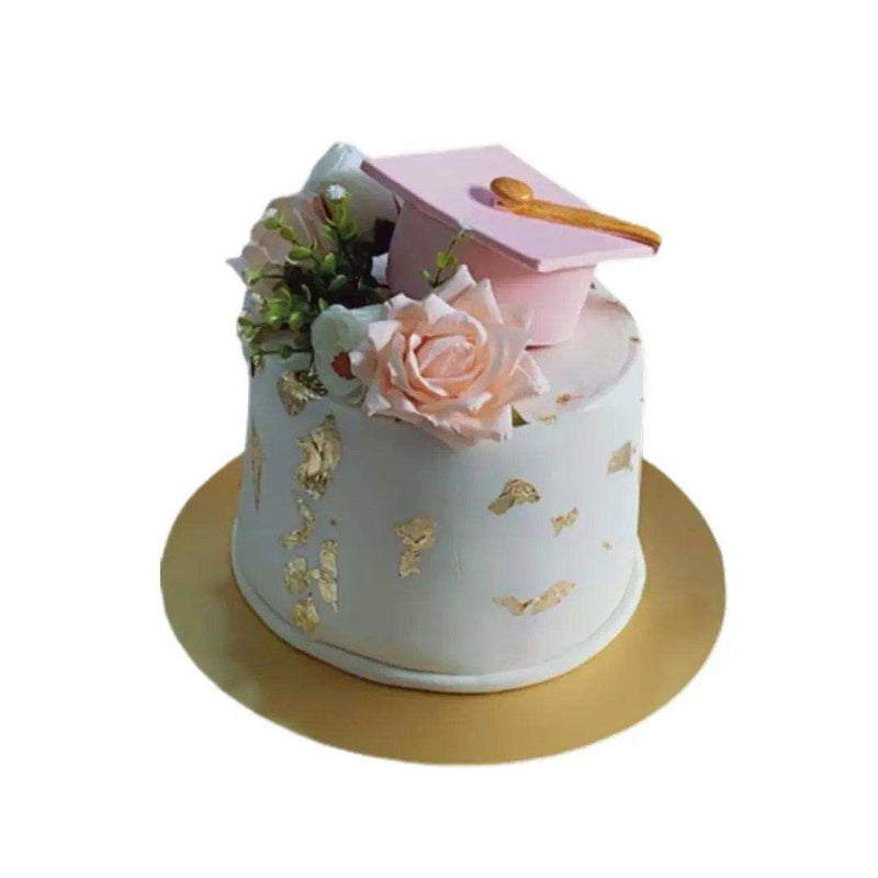 Pink Floral Themed Graduation Cake by Yalu Yalu - yaluyalu