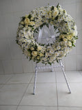 White roses & White Crysanthimum Wreath yaluyalu