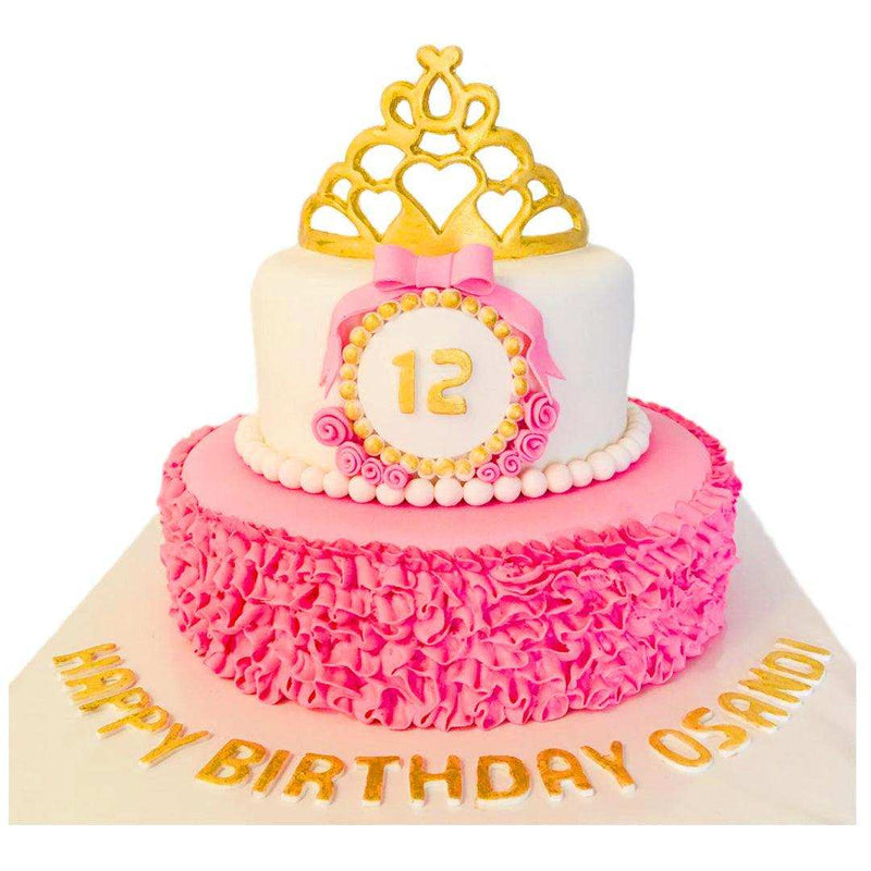 Golden Crown Delight Birthday Ribbon Designer Cake by Yalu Yalu - yaluyalu