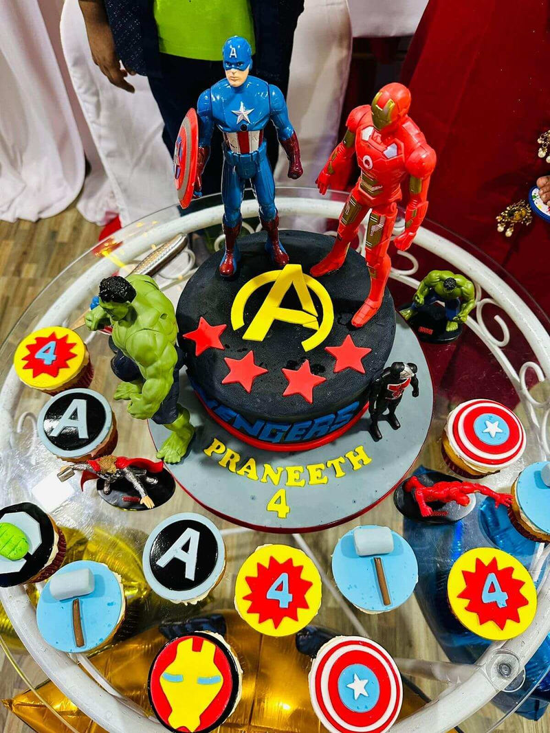Avengers Birthday Ribbon Cake with Cupcakes by Yalu Yalu (Without toys) - yaluyalu