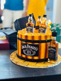 Jack Daniels Ribbon Cake by Yalu Yalu with Bottles
