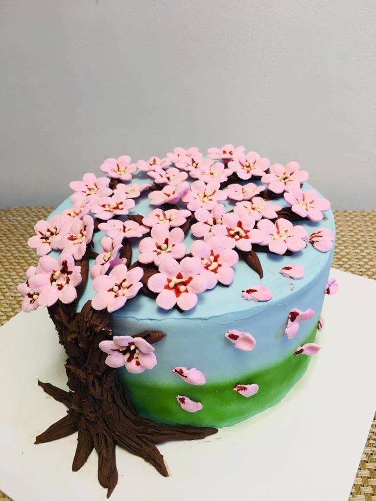 Cherry Blossom Ribbon Cake by Yalu Yalu - yaluyalu