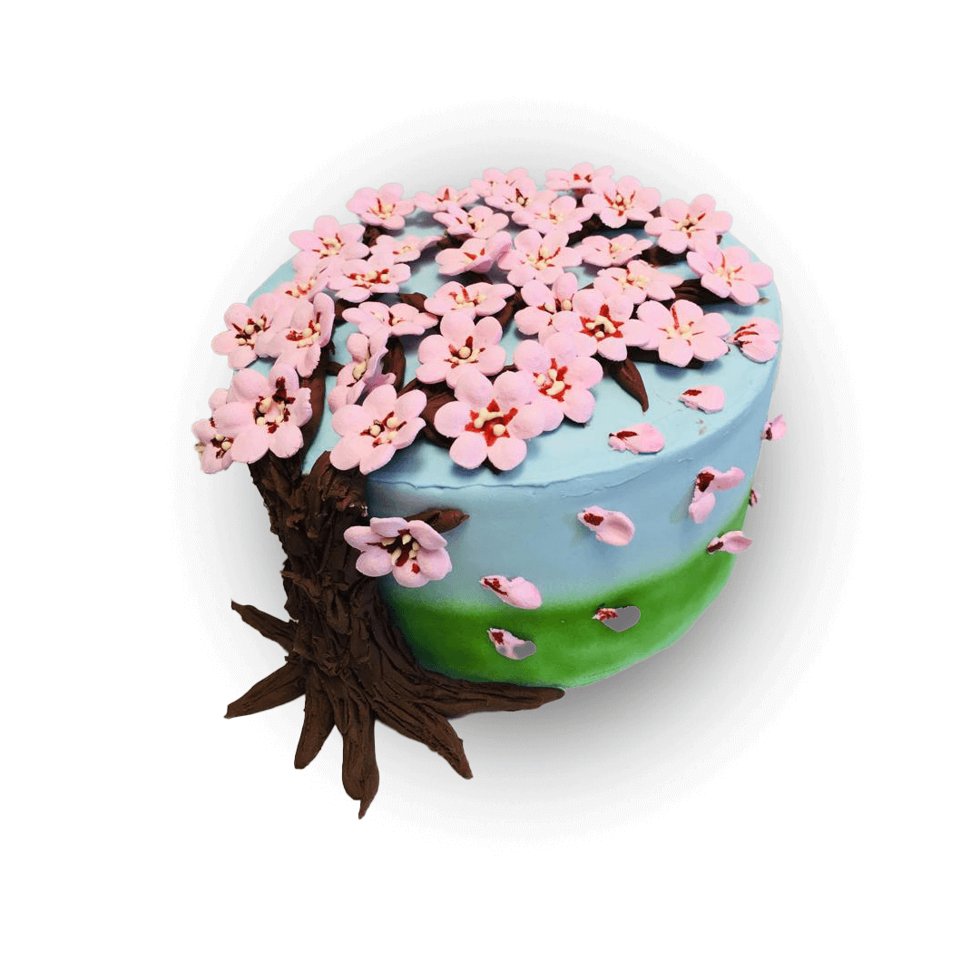 Cherry Blossom Ribbon Cake by Yalu Yalu yaluyalu