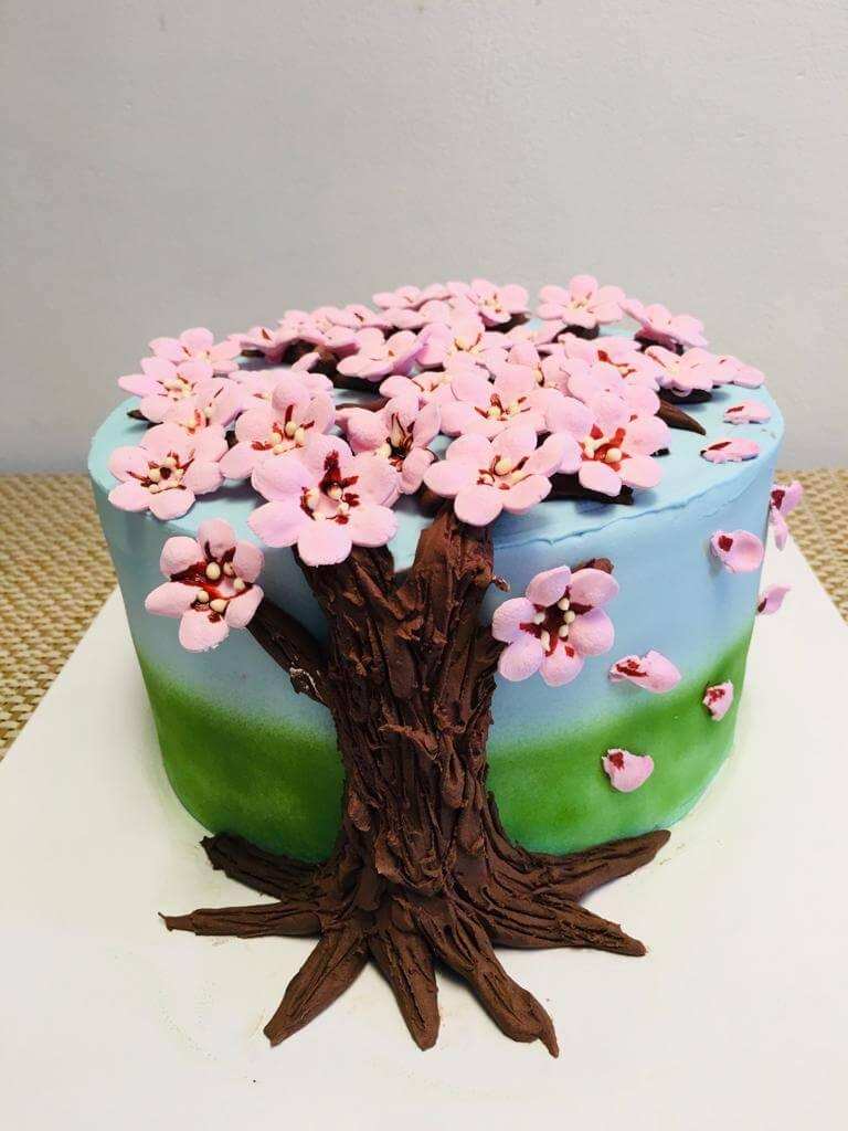 Cherry Blossom Ribbon Cake by Yalu Yalu - yaluyalu