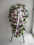White Crysanthimum & Purple Flower Wreath
