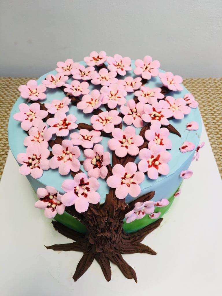 Cherry Blossom Ribbon Cake by Yalu Yalu - yaluyalu