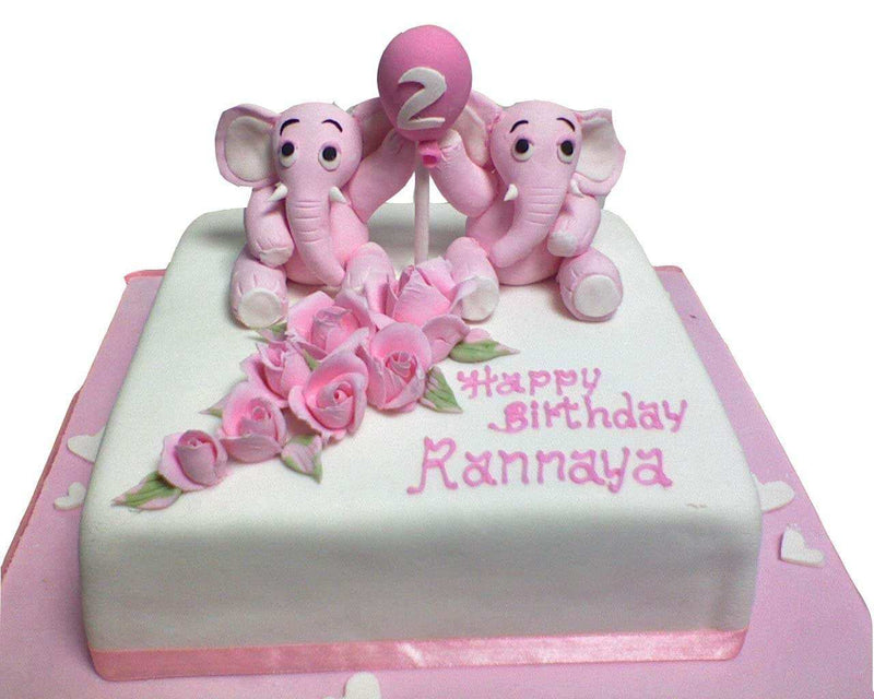 Pink Elephant Treat Designer Ribbon Cake by Yalu Yalu - yaluyalu