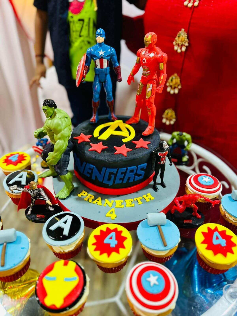 Avengers Birthday Ribbon Cake with Cupcakes by Yalu Yalu (Without toys) - yaluyalu