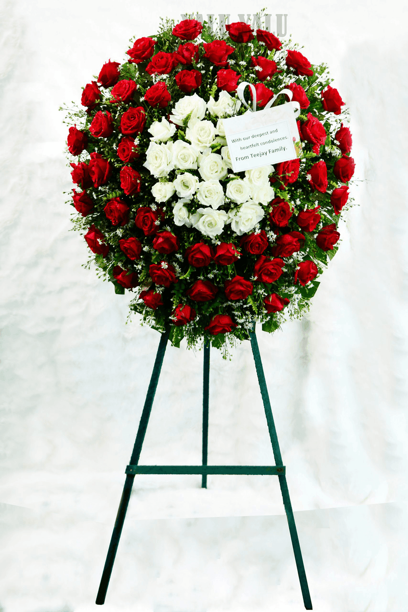 White Roses and Red Roses Stand Wreath - yaluyalu