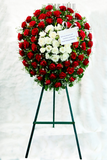 White Roses and Red Roses Stand Wreath