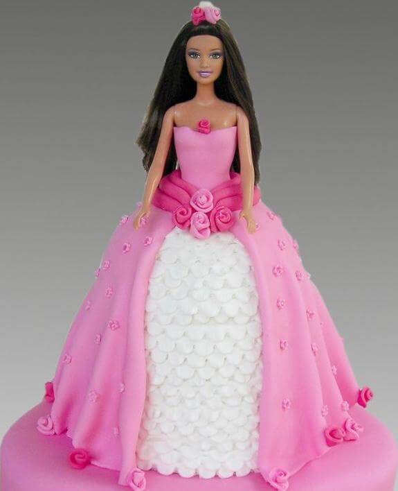 Barbie Pink Dress Cake - Fondant Cakes in Lahore - Free Delivery