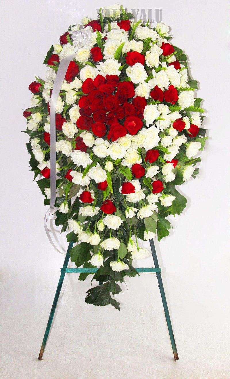 White Roses and Gerberas Stand Wreath - yaluyalu