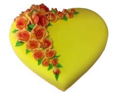 Yellow Bliss Heart Shaped Ribbon Cake by Yalu Yalu - yaluyalu