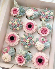 Valentine Floral Cupcakes Box (12 pcs) by Yalu Yalu Galle Outlet - yaluyalu