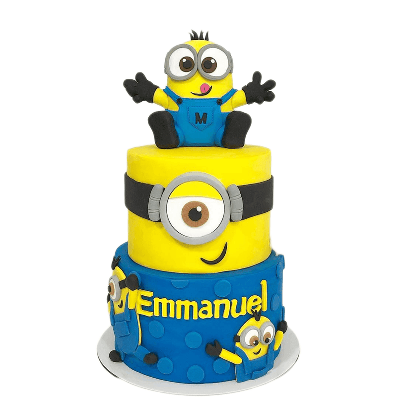 Minion 2 Tier Designer Ribbon Cake by Yalu Yalu - yaluyalu