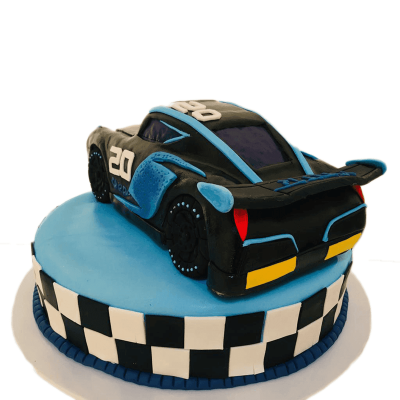 Designer Ribbon Cake with Jackson Storm Car by Yalu Yalu - yaluyalu