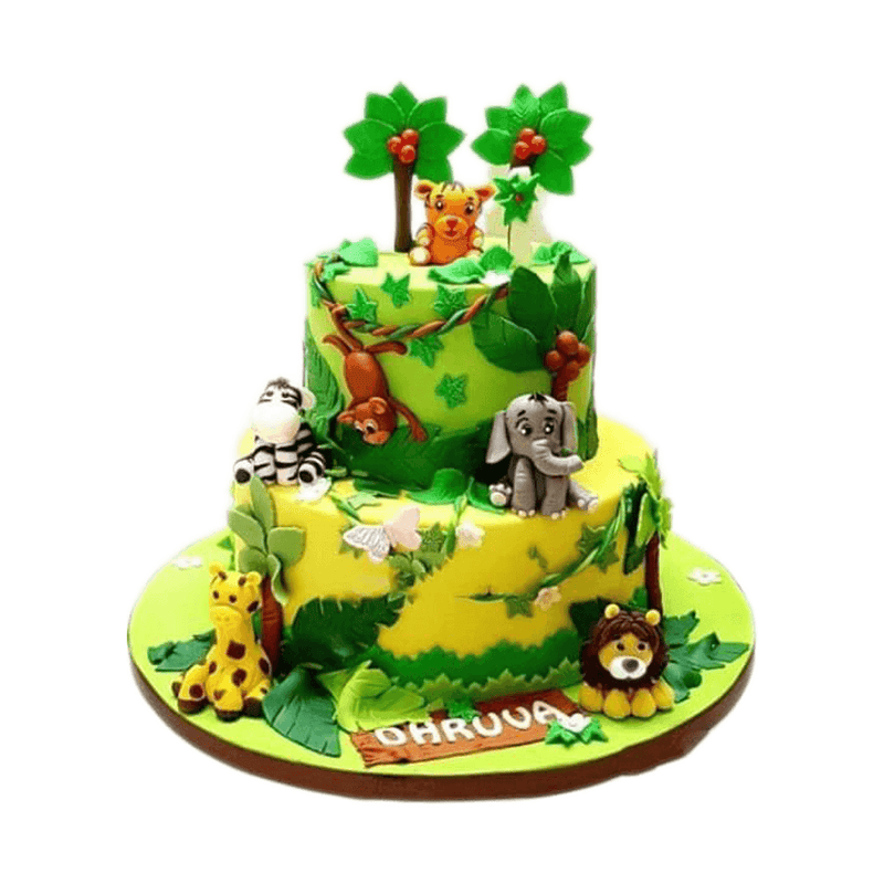 Jungle Theme Birthday Cake With Animals by Yalu Yalu - yaluyalu